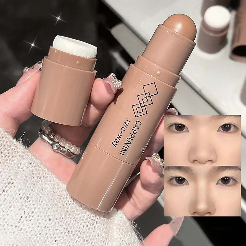 Double-head Face Bronzer Contour Stick Cream Makeup Light Dark Shadow Lasting Concealer Facial Brighten Contouring With Brush
