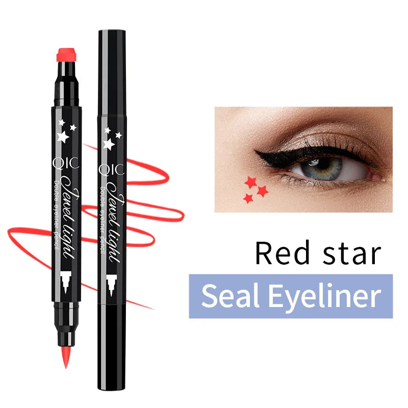 Double Ended Eyeliner With Eye Stamp Liquid Felt Tip Eyeliner Pen Black Waterproof Long Lasting and Smudge Proof Makeup Women