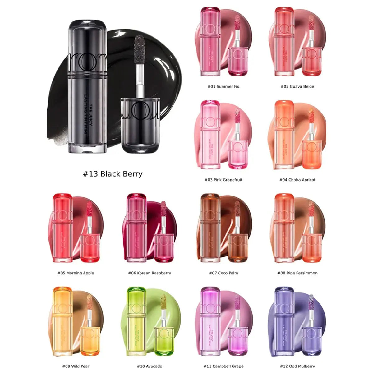 rom&nd THE JUICY LASTING TINT MINI,Juicy Glossy Texture,Lightweight Non-Sticky,Portable Design,Glamour,K-Beauty,Korean Makeup