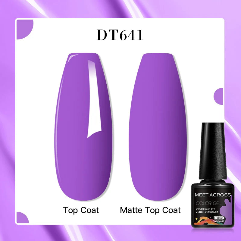 MEET ACROSS 160 Colors 7.3ml Gel Nail Polish Vernis Glitter Sparkly Semi Permanent Soak Off LED UV Gel Varnish Nail Art Manicure