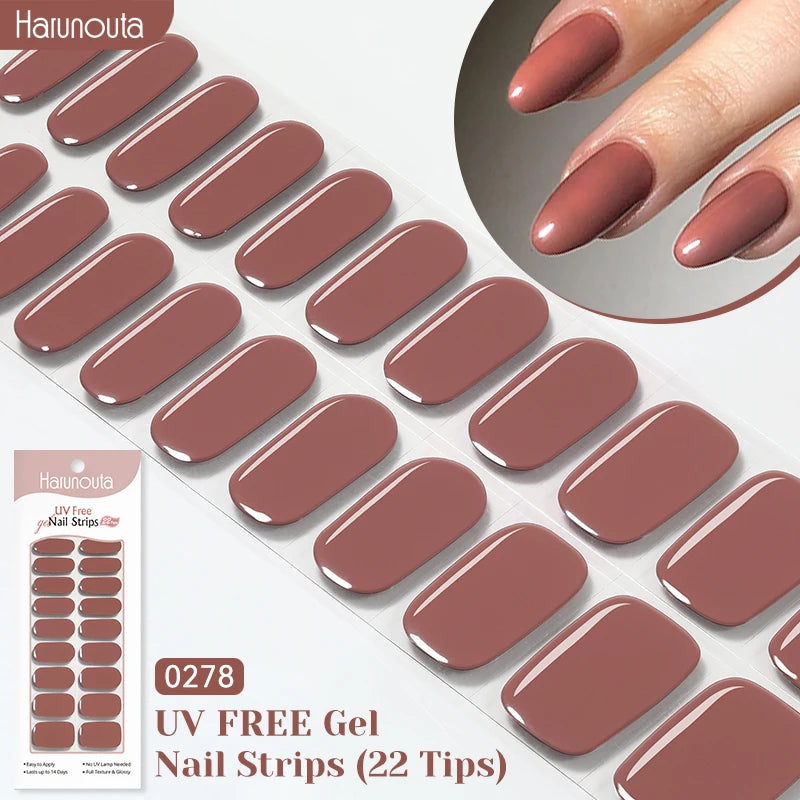 22strips UV Free Nail Gel Strips Loving Heart Gel Polish Nail Sticker Curing-free Adhesive Stickers for Nails Long Lasting Wrap