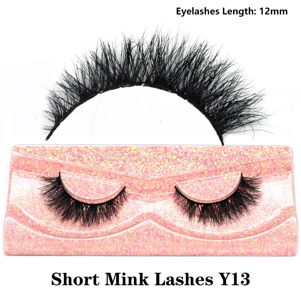 3D Mink Fluffy Half False Eyelashes Natural Soft Lightweight Clear Band Half Eye Strip Lashes Reusable Short Eyelashes Extension