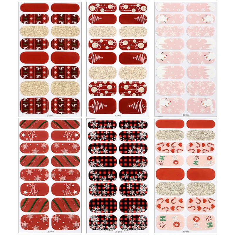 Gradient Cat Eye Style Nail Art Stickers, 16-Piece Set Self-Adhesive Waterproof Glitter False Nail Decals