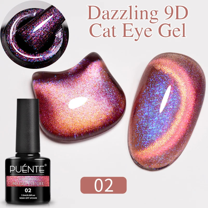 PUETNE 7.5ML Amber Moonlight Cat Magnetic Gel Nail Polish Winter Nails Jelly Glass Cat Eye Soak Off UV Semi-Permanent Varnish