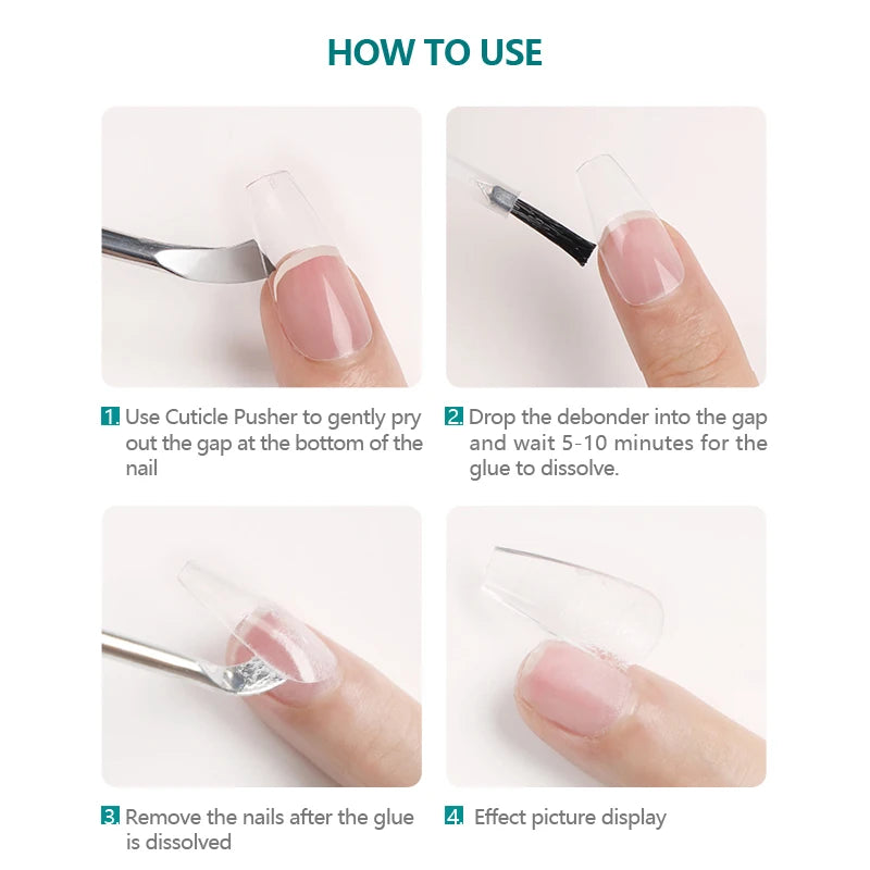Nailpop 2pcs Removeing False Nails Debonder Glues for Rhinestone Remover Nail Art Debonder Fast Dissolve Liquid Accessories 10ml