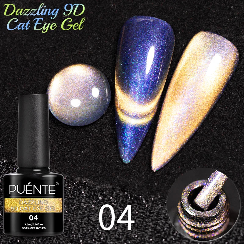 PUENTE 7.5ML Nude Shade Ceramic Cat Eye Gel Nail Polish Shiny Moonlight Cat Eye Gel Soak Off UV Semi-Permanent Nail Art Varnish