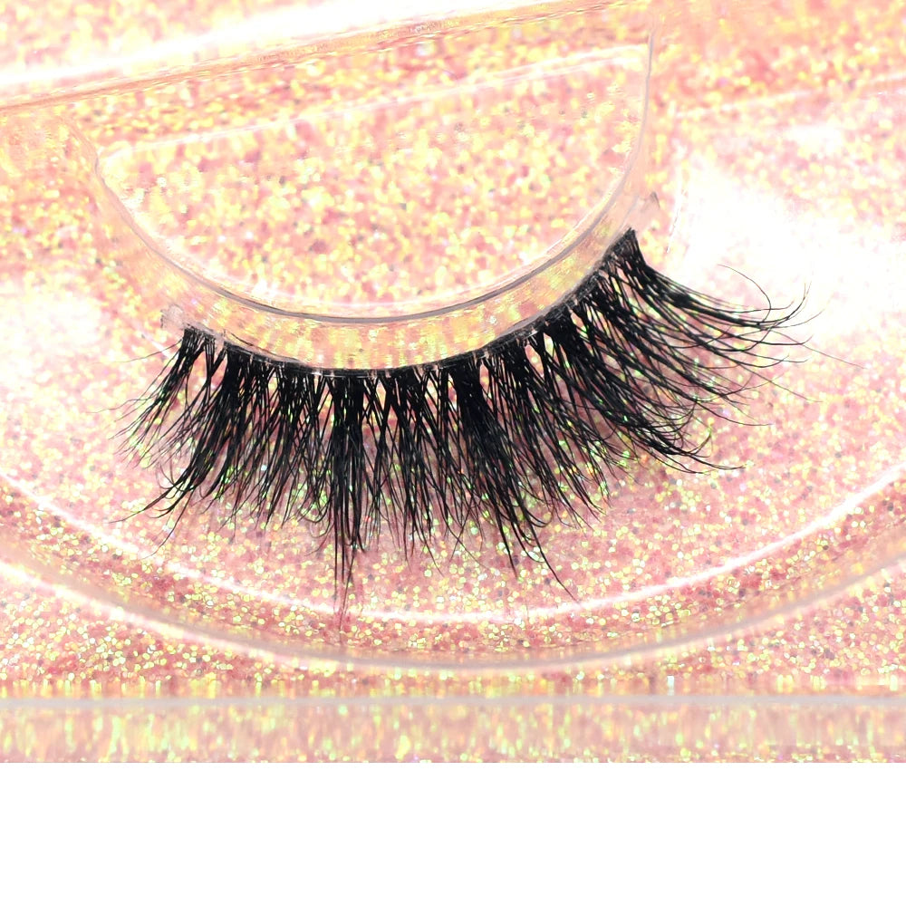 3D Mink Fluffy Half False Eyelashes Natural Soft Lightweight Clear Band Half Eye Strip Lashes Reusable Short Eyelashes Extension