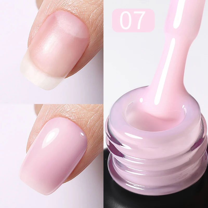 BORN PRETTY 15ml Jelly Nude Rubber Base Gel Natural Milky White Clear Semi permanent Self-Leveling Soak Off UV LED Gel Varnish