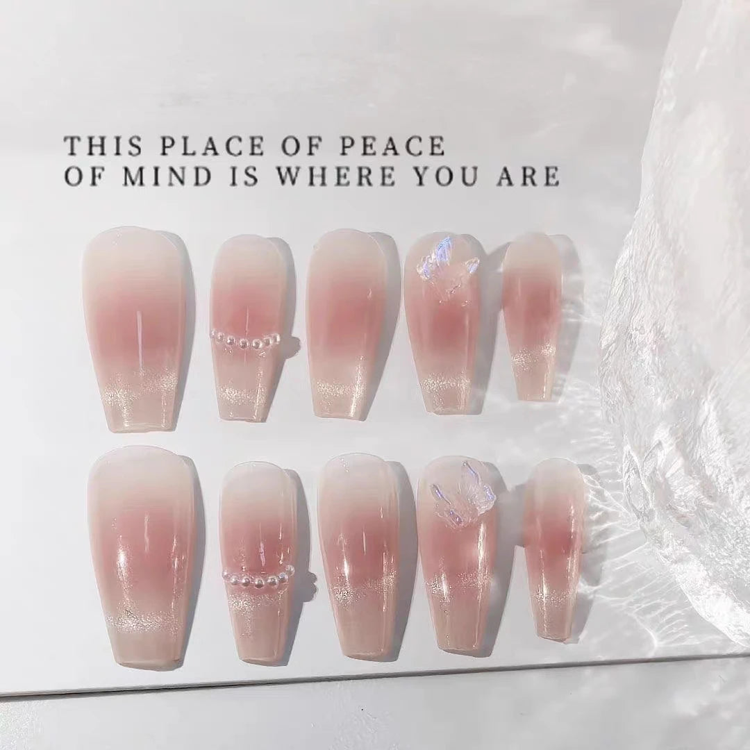 10 PCS Phototherapy Handmade Blush Butterfly Eye Blush Butterfly Fake Nails
