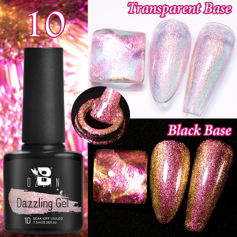 AWStorG 7.5ml Golden Gradient Cat Eye Nail Polish Gel Phototherapeutic Gel Soak Off Nail Magnetic Gel Polish Nail Art DlY