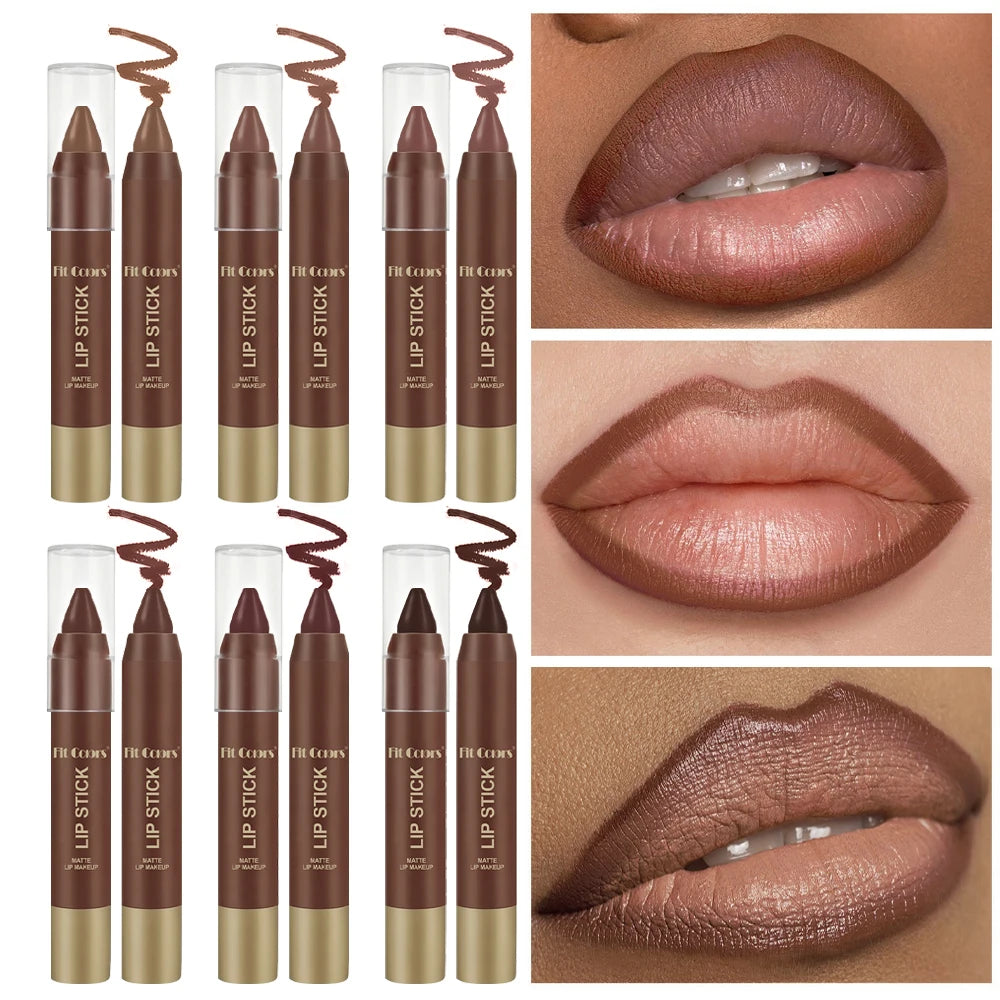 FIT COLORS Matte Soft Mist Lip Liner Lipsticks 6 Colors Smooth and Pigmented Non-Stick Chocolate Lipsticks