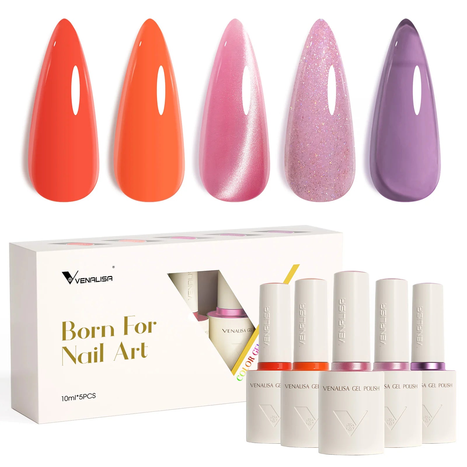 5pcs/kit Venalisa Color Gel Nail Polish Set Hema Free Soak Off UV LED Nail Gel Polish 10ml Combo TPO FREE HEMA FREE Gel Kit