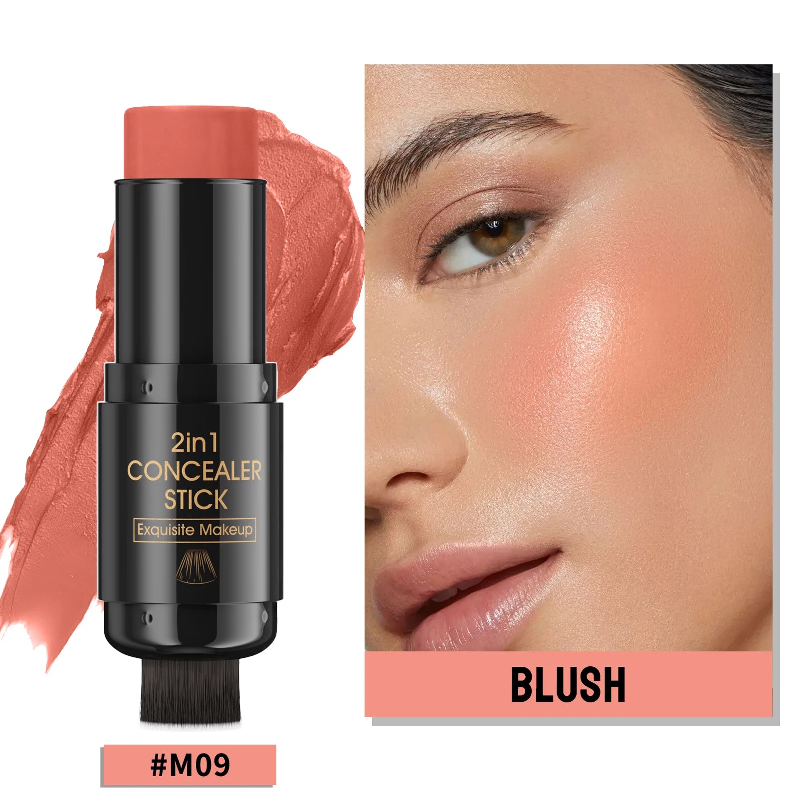 Double-head Face Bronzer Contour Stick Cream Makeup Light Dark Shadow Lasting Concealer Facial Brighten Contouring With Brush
