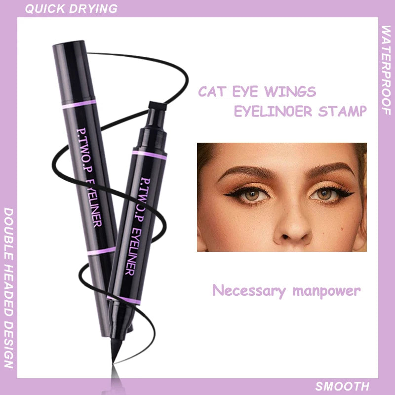 PTWOP 2-Piece Winged Eyeliner Stamp & Liquid Pencil - Black
