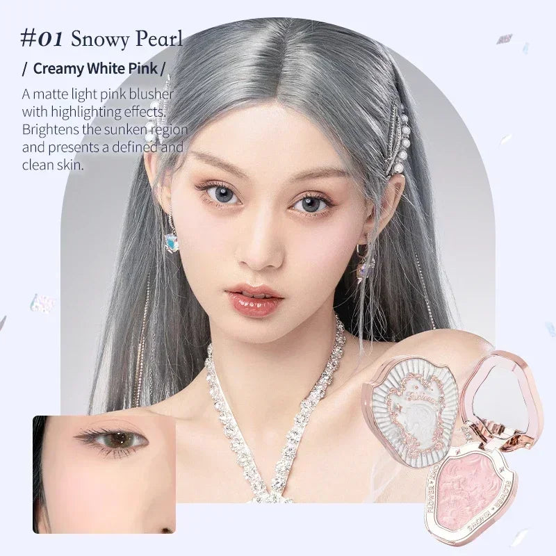 Flower Knows Strawberry Rococo Series Embossed Blush Fine Powder Makeup Smooth Long-Lasting Blusher Face Enhancing Makeup Color