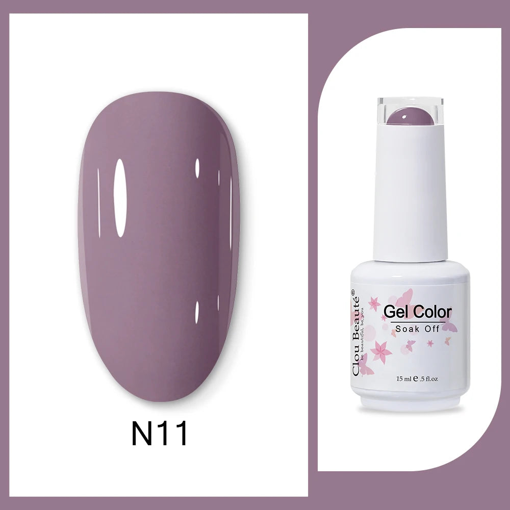Clou Beaute 15ml HEMA TPO FREE Gel Nail Polish Bright Dark Army Green Gel Lacquer Semi Permanent Art Organic  Nail Gel Varnish