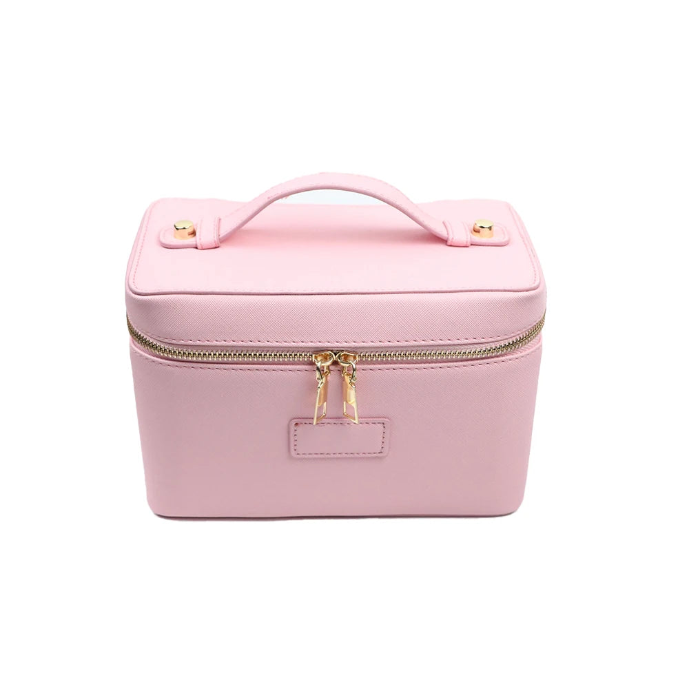 Customized name pu leather cosmetic bag with zoned storage and large capacity toiletry bag for autumn and winter new products