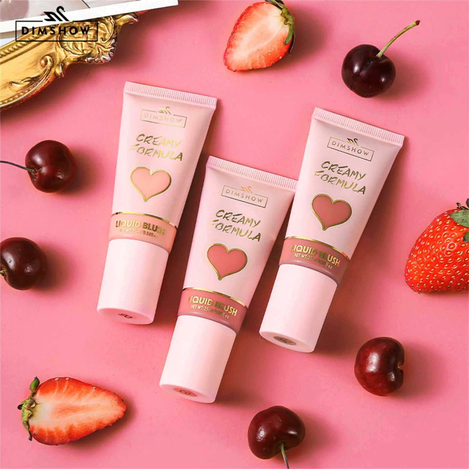 DIMSHOW 6 Color Head sponge head velvet skin sense lips and cheeks with low light moisturizing water and easy color blush