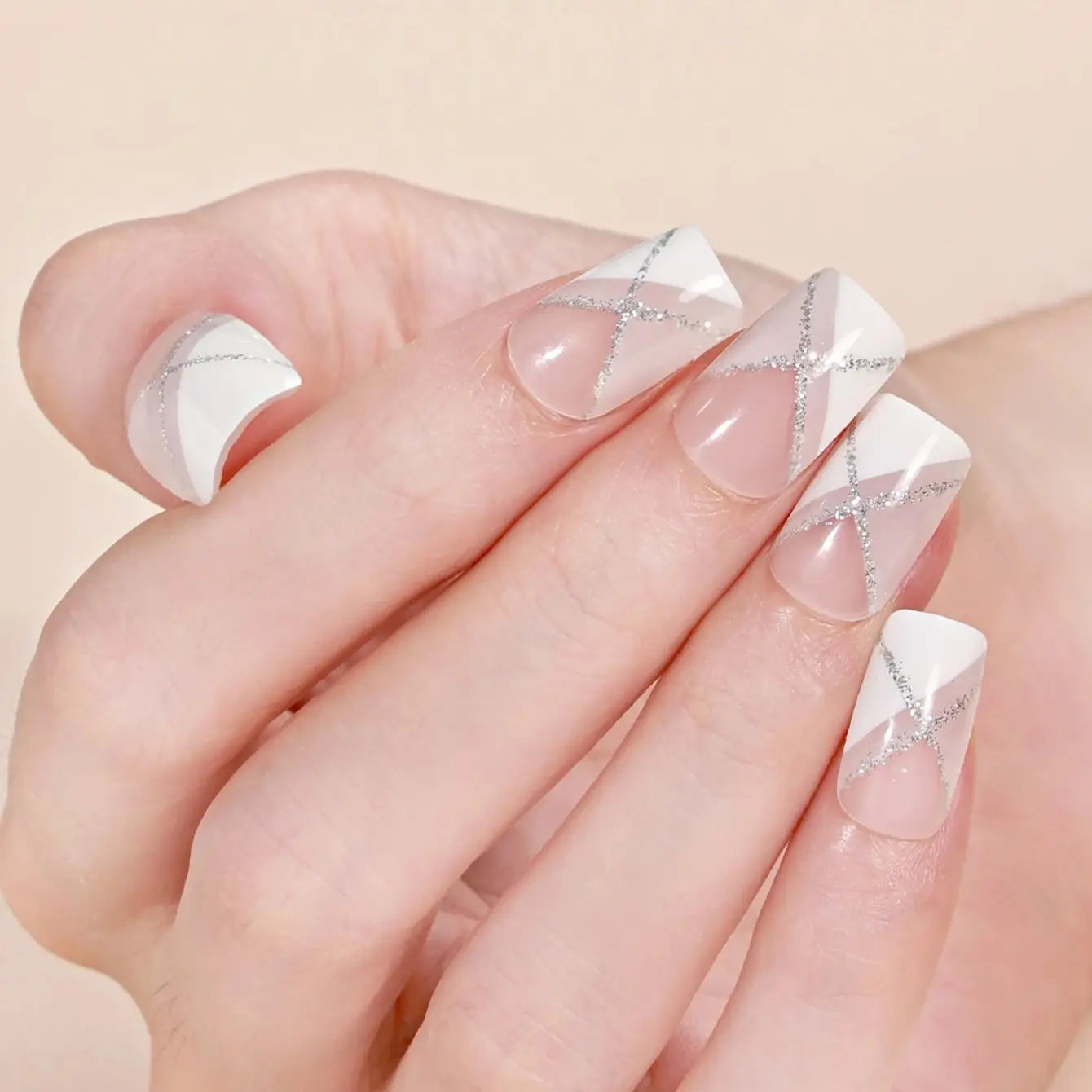 16tips DIY Baking-Free Nail Stickers French Stripe Lines Adhesive Nail Strips Patch Slider Full Cover Nail Decoration Decal