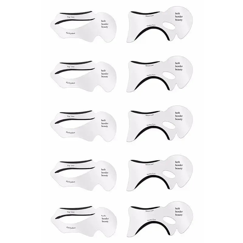 10-Piece Professional Eye Makeup Stencil Set - Reusable Guide Cards for Winged Eyeliner, Eyeshadow Blending, Cut Crease, and Bro
