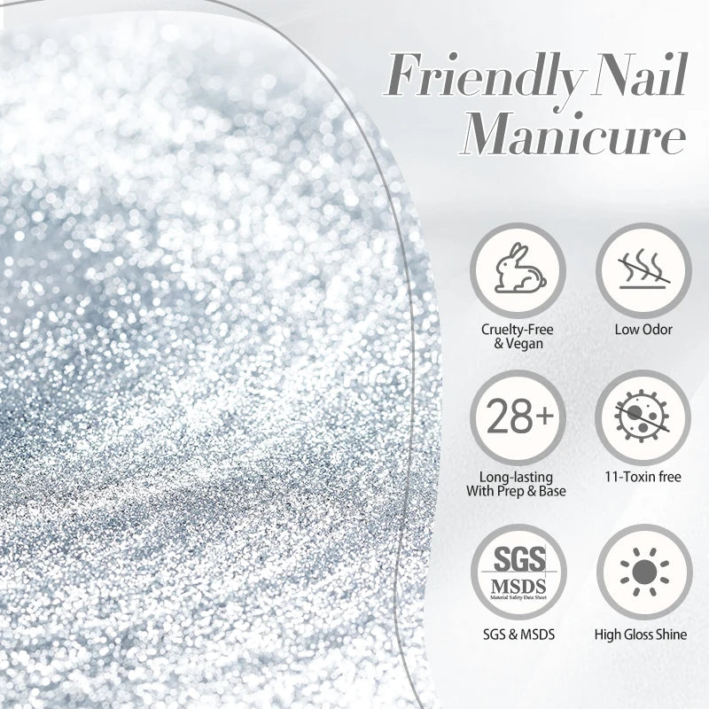 BORN PRETTY 10ml Silver Shining Reflective Cat Magnetic Gel Nail Polish Crystal Glitter Soak Off UV LED Nail Art Gel Varnish
