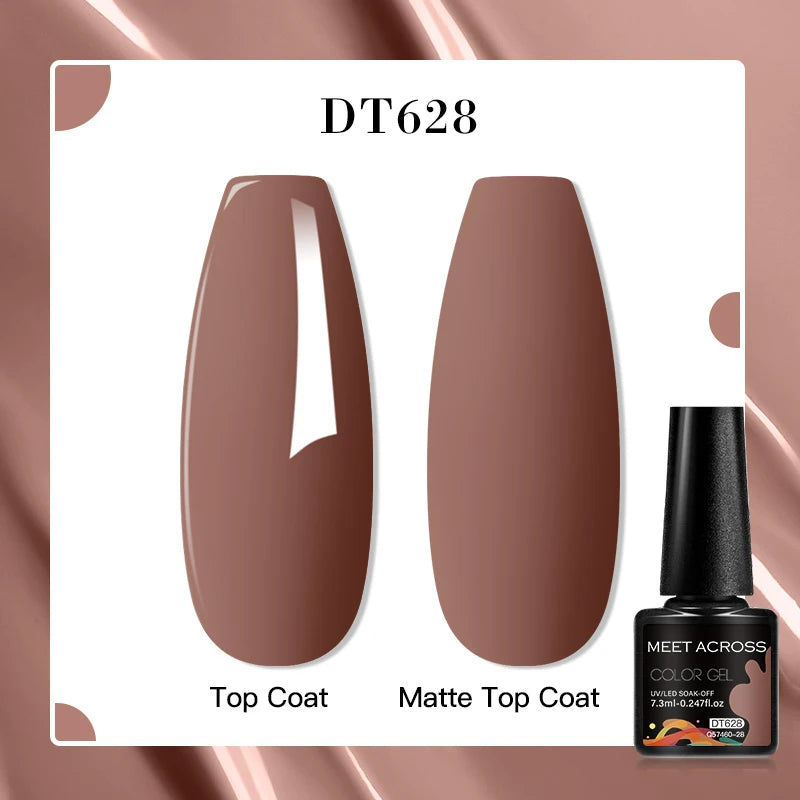 MEET ACROSS 160 Colors 7.3ml Gel Nail Polish Vernis Glitter Sparkly Semi Permanent Soak Off LED UV Gel Varnish Nail Art Manicure