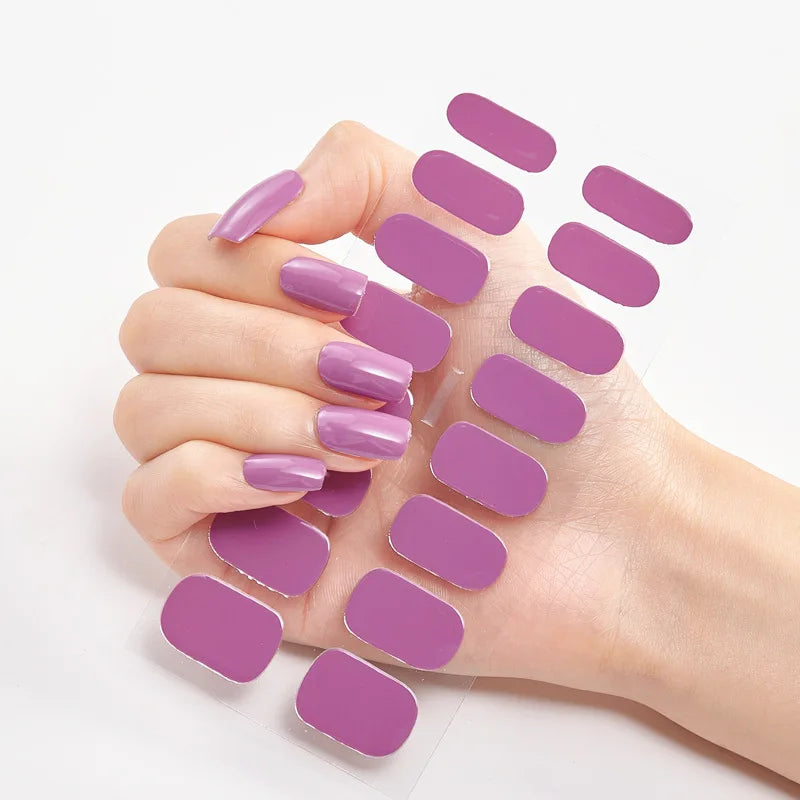 Pink Nude Full Cover Nail Sticker Gradient Color Self-Adhive Simple Full Nail Wraps DIY Thermal Effect Nail Art Making Manicur