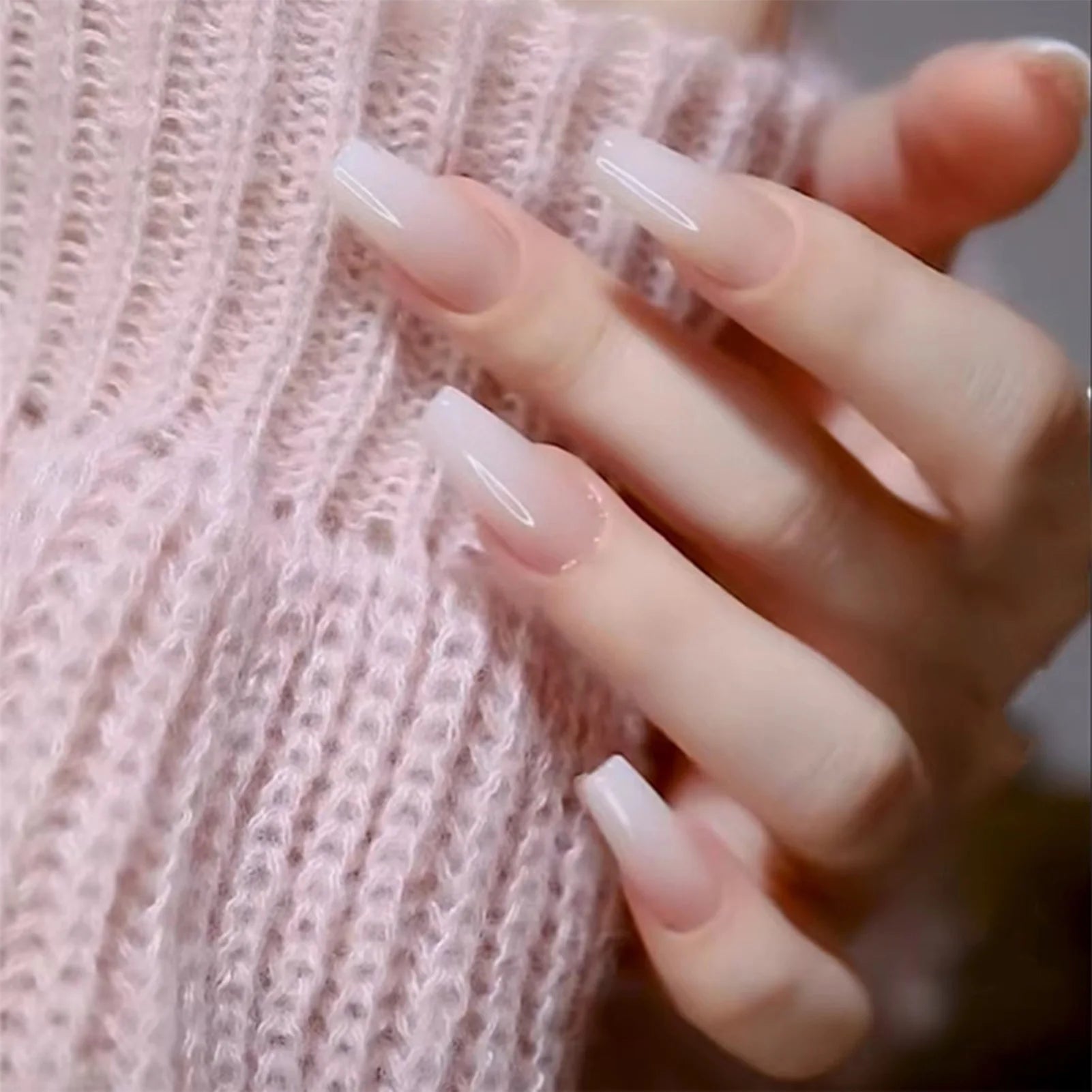 24pcs Chromic Heart Peach Bowknot 3D False Nails Gradient Pink Color Changing Press On Nails Sweet Pink for Women Girls