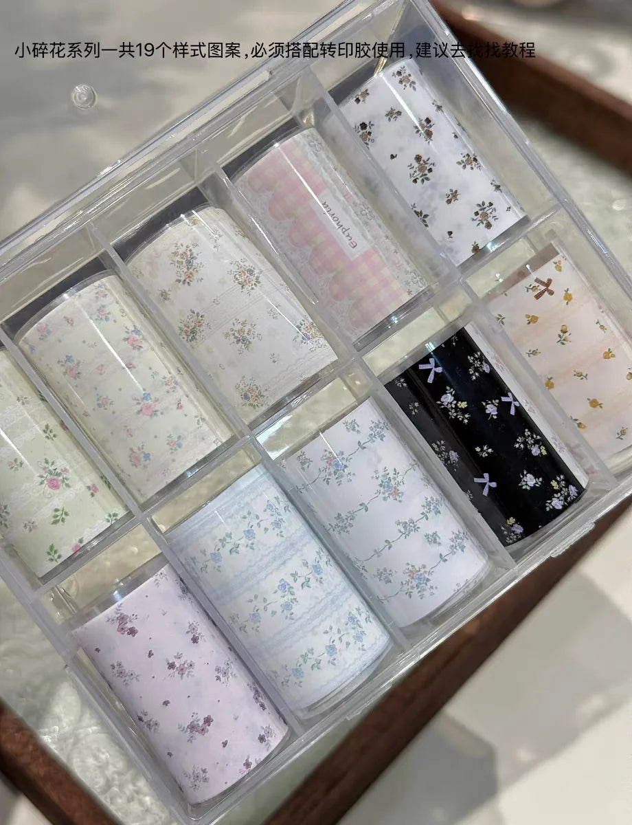 10Rolls Plaid Thousand-Bird Bow  Stars Nail Foils Transfer Paper  Nail Art Stickers  Manicure Set Decal  Nails Decoration