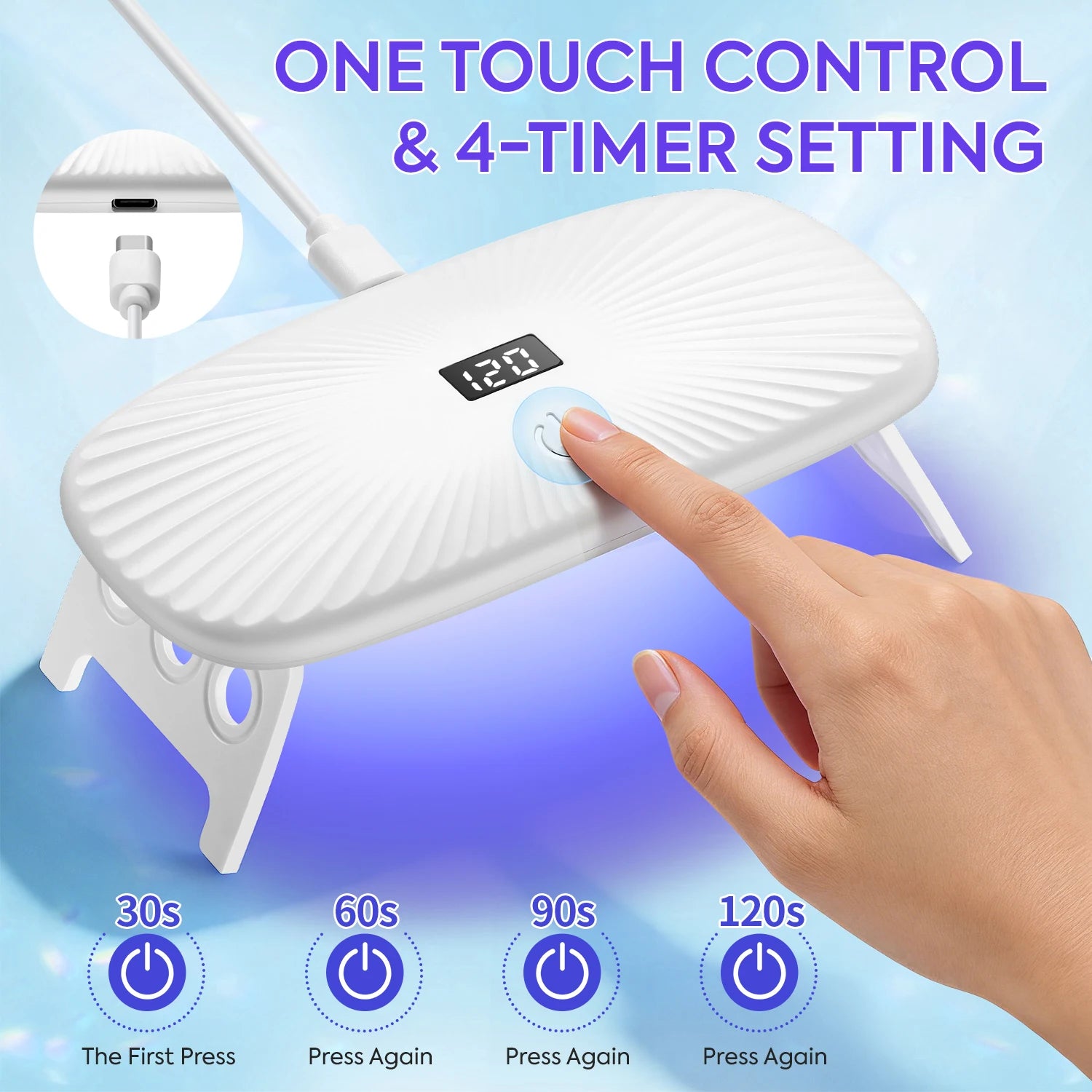 2-in-1 Handheld & Desktop UV Nail Lamp: Dual-Wavelength Fast Curing with 4-Timer Settings & Portable Design