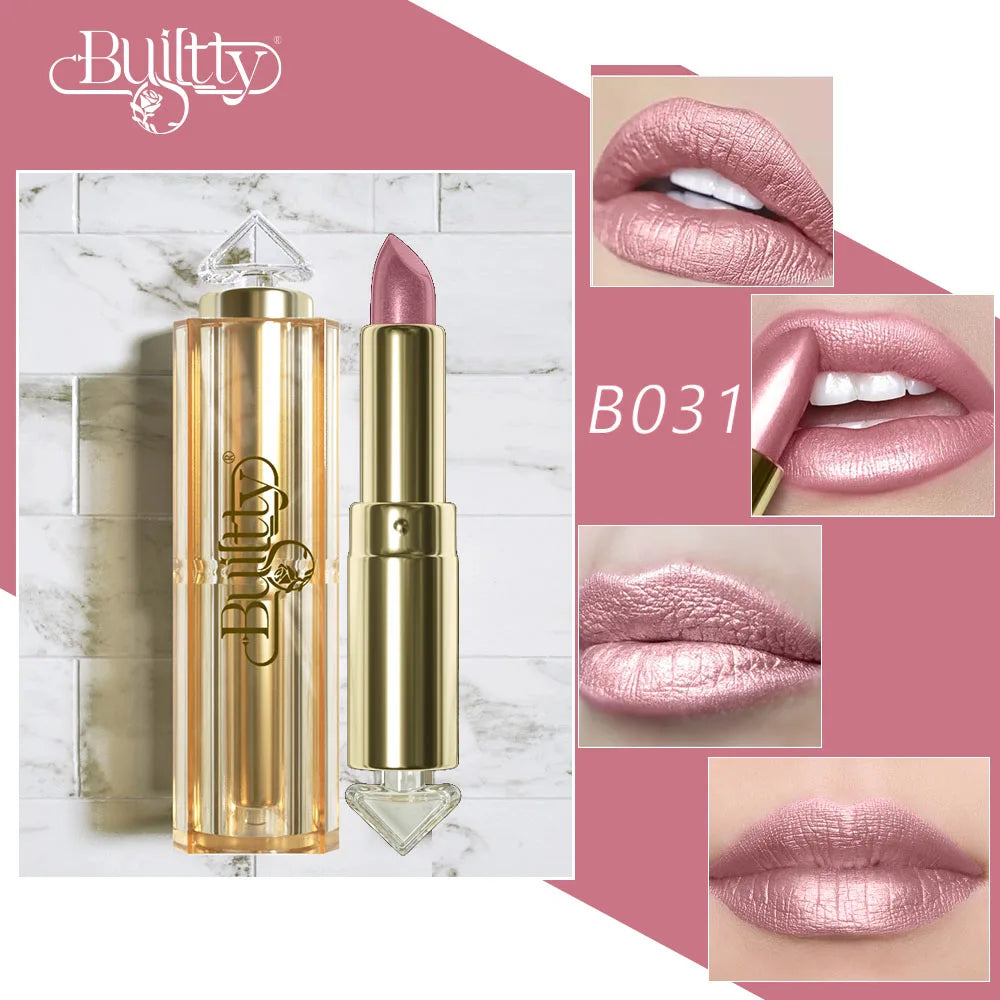 BUILTTY Korean Glitter Pearl Dropshiping Lipstick Matte Nude Color Long Lasting Waterproof Wholesale Price Red Pink Purple
