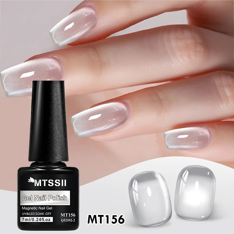 7ML Ice Transparent Glass Bead Moonlight Cat Eye Magnet Gel Nail Polish Jelly Ultra Shine Glitter Semi Permanent Soak Off UV Gel