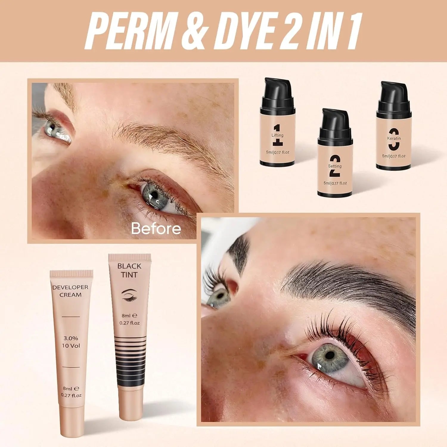 Libeauty Lash Lift and Brow Lamination Kit with Black Tint