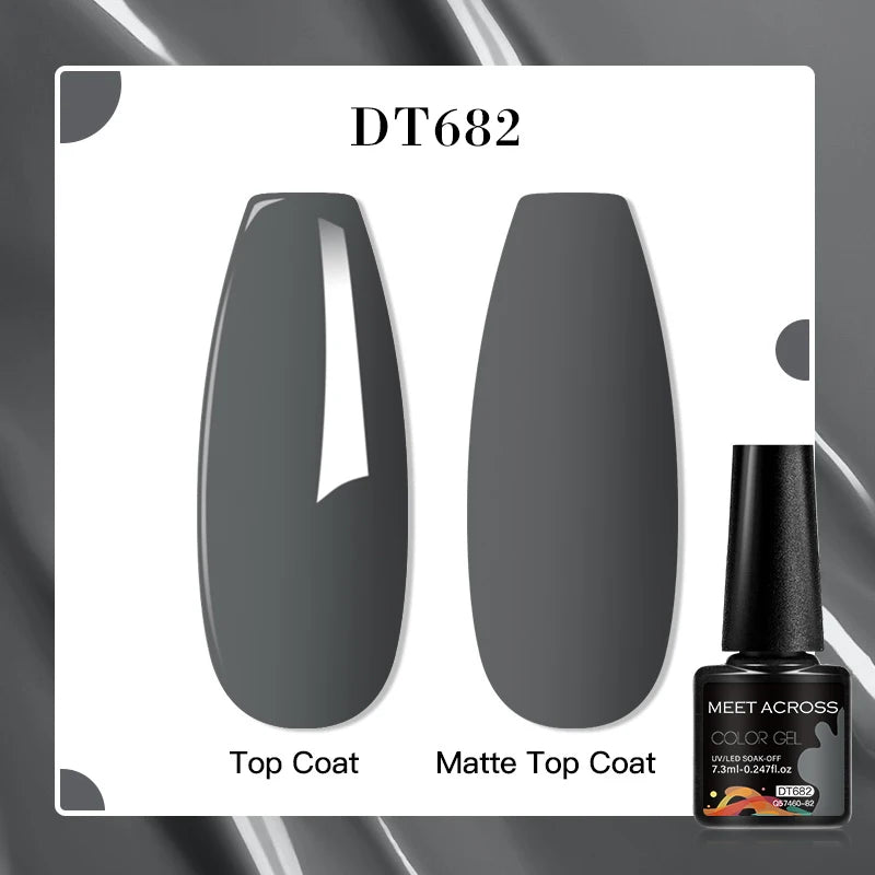 MEET ACROSS 160 Colors 7.3ml Gel Nail Polish Vernis Glitter Sparkly Semi Permanent Soak Off LED UV Gel Varnish Nail Art Manicure