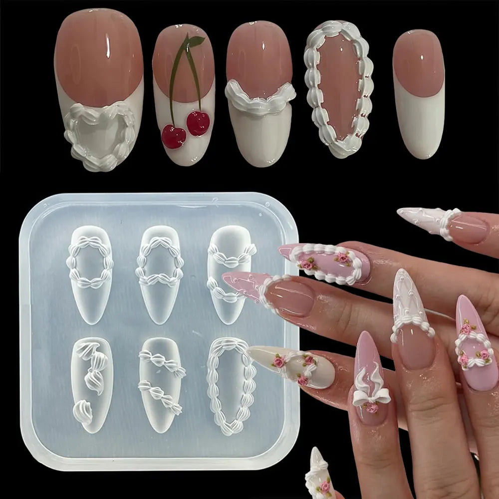 2/3pcs Relief Lily Flowers Nail Carving Mold 3D Silicone Hibiscus Flowers Petals Modeling Templates Clear Resin Epoxy Nail Tools