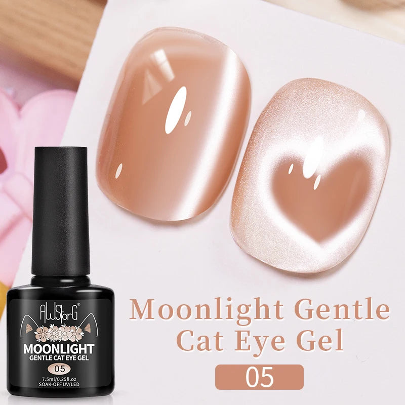 AWStorG 7.5ml Golden Gradient Cat Eye Nail Polish Gel Phototherapeutic Gel Soak Off Nail Magnetic Gel Polish Nail Art DlY