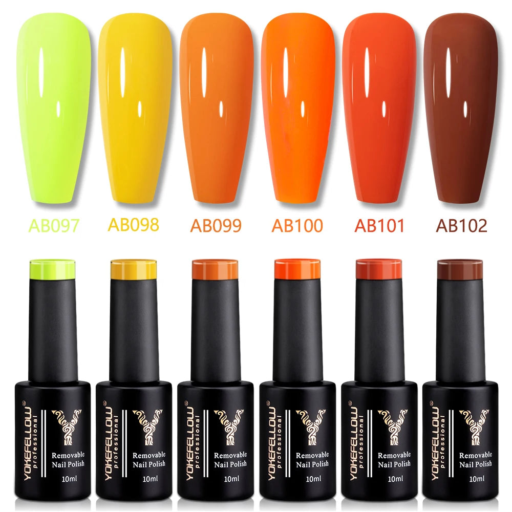 YOKEFELLOW 2022 New Color 10ML Nail Gel Polish Semi Permanent Gel Varnish Base Top Coat 122 Soak Off Colors Organic Nail Varnish