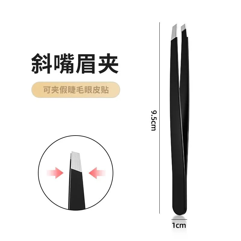 Precision Stainless Steel Tweezers Hair Puller with Slanted Tip Easy to Groom Hair and Eyebrows - Eyebrow Tweezers Beauty Tool