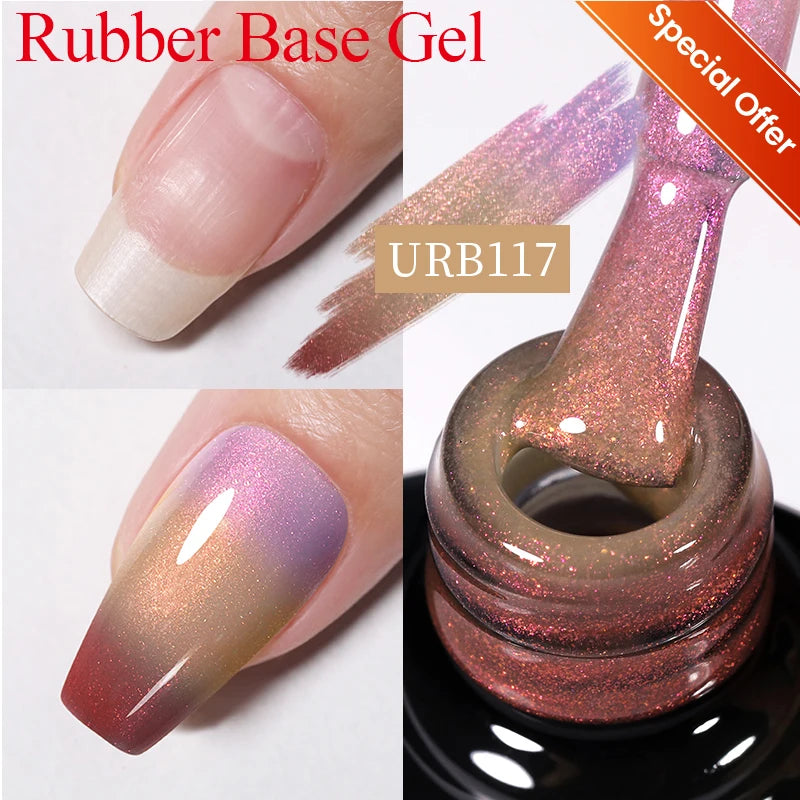 UR SUGAR 15ml Fiber Rubber Base Gel Upgrade Broken Nail Repaired Fiberglass Clear Quick Building UV Construction Gel Soak Off