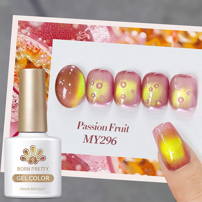 BORN PRETTY 10ml Fruit Purple Grape Cat Magnetic Gel Nail Polish 2025 New Whitening Guava Glass Beads Varnish Nail Supplies