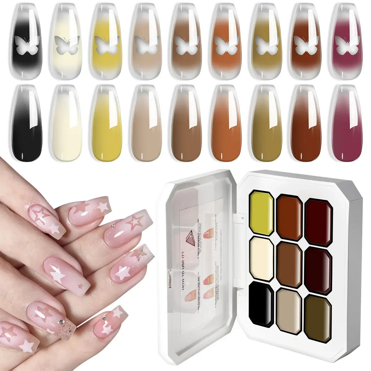 LIMEGIRL 7in1 Nail Gradient Gel Kit Long-lasting Nail Gel Polish Hybrid Color High Texture Gradient Nail Gel for Nail Salon Art
