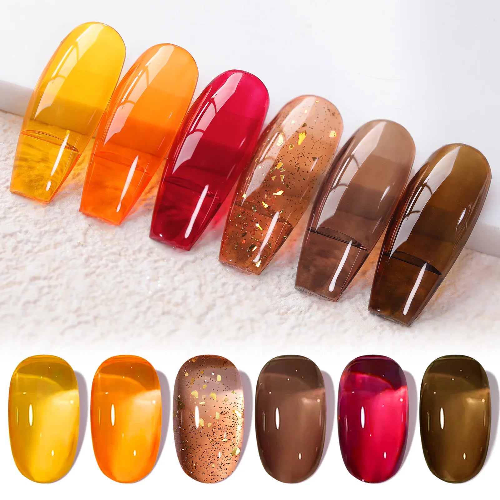 BORN PRETTY 6pcs Crystal Amber Gel Nail Polish Set Jelly Pink Nude Winter Semi Permanent Soak Off UV LED Varnish Manicure Kits