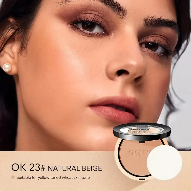 Pressed Powder Waterproof Long-lasting Full Coverage Face Compact Setting Powder Makeup Foundation Oil 3 Color Control Cosmetics