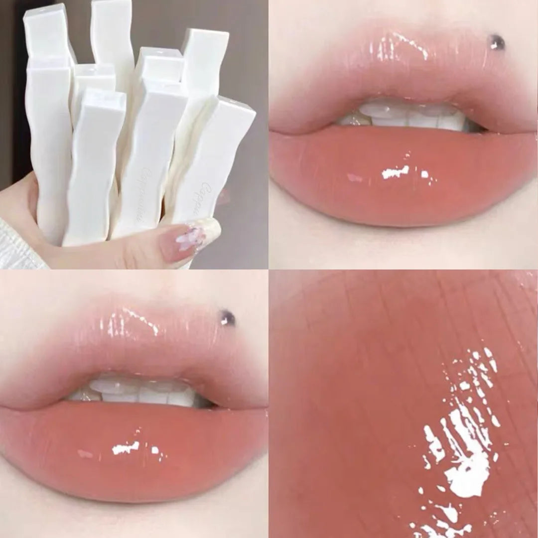 6 Colors Mirror Lip Gloss Moisturizing Nude Lipgloss Pretty Flower Transparent Tube Liquid Lipstick Long Lasting Makeup Cosmetic