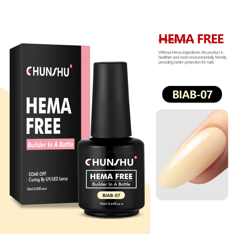 CHUNSHU Hema FREE Construction UV Gel 18ml Builder Nail Gel In A Bottle Semi Permanent Thick Rubber Base Gel Extension Nails Art