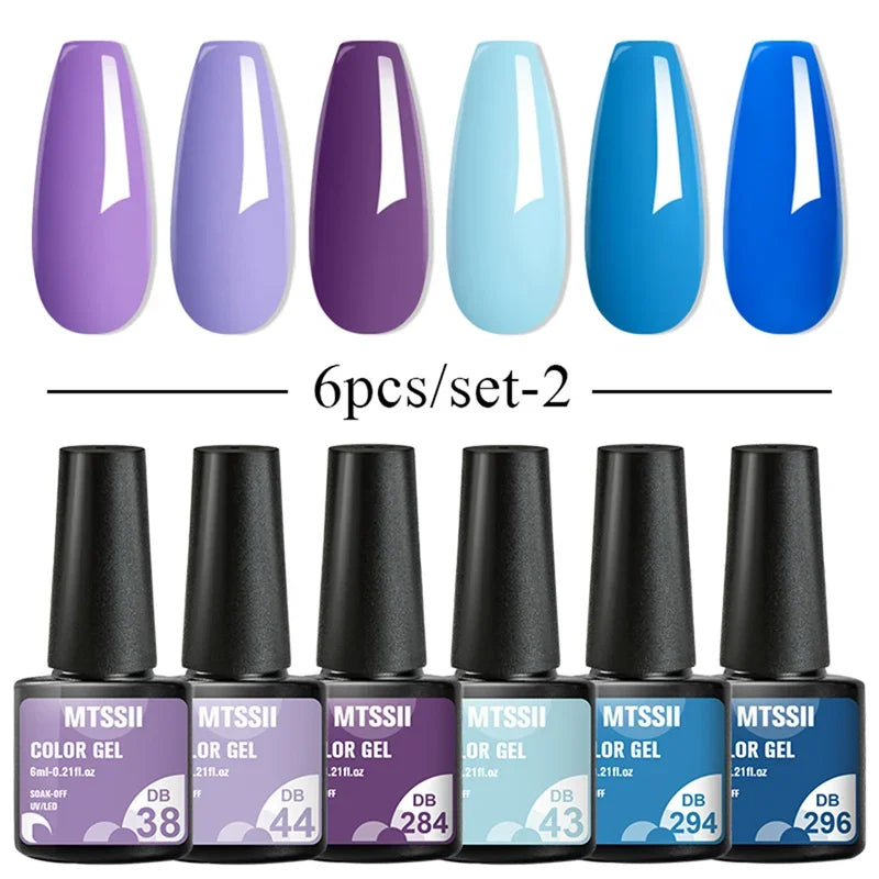 MTSSII 6PCS/Set Sparkly Red Roes Red Gel Nail Polish Shinning Nail Art LED UV Gel Varnish Nail Supplies Manicure Kit for Nails