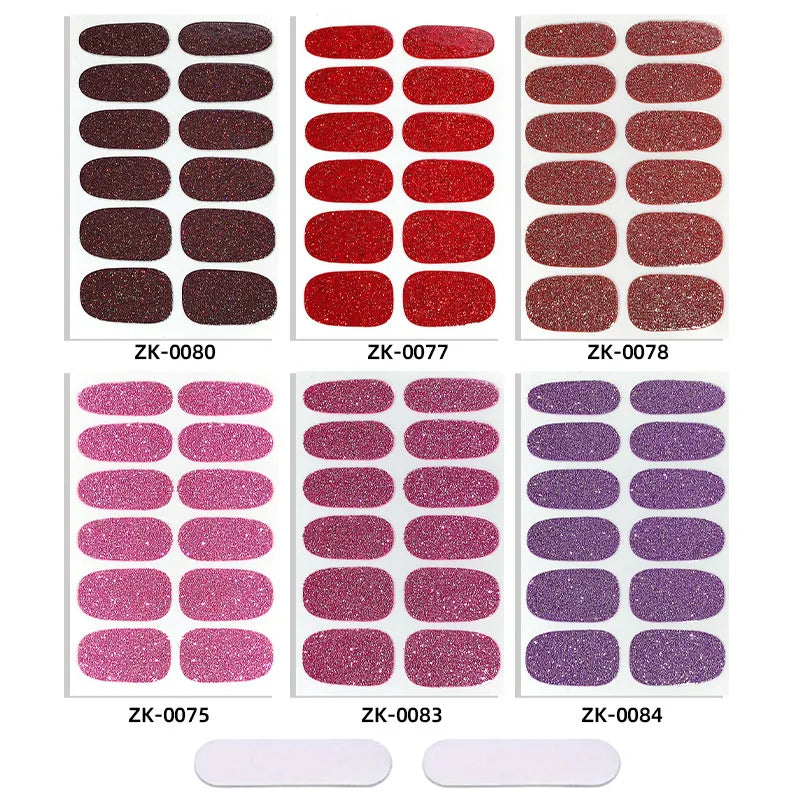 Gradient Cat Eye Style Nail Art Stickers, 16-Piece Set Self-Adhesive Waterproof Glitter False Nail Decals