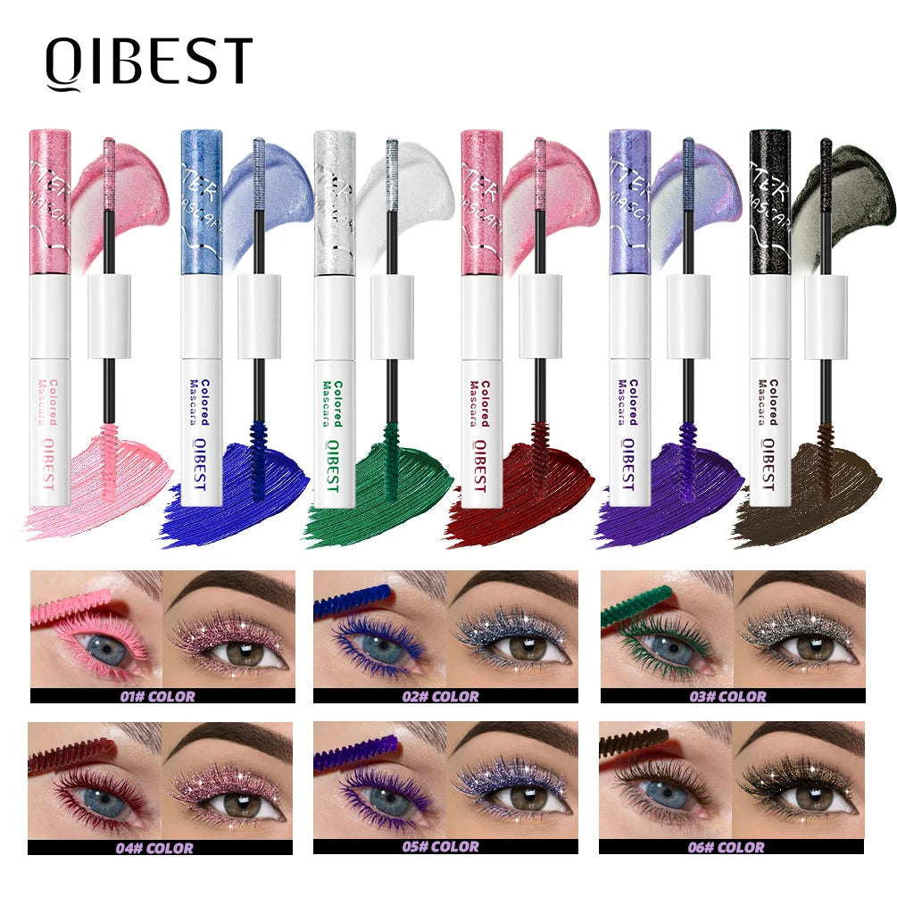Qibest Double Ended Diamond Glitter Mascara - Waterproof 4D Fiber