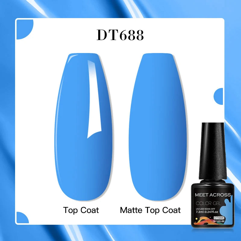 MEET ACROSS 160 Colors 7.3ml Gel Nail Polish Vernis Glitter Sparkly Semi Permanent Soak Off LED UV Gel Varnish Nail Art Manicure