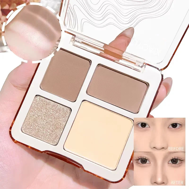 Natural 3D Face Pressed Powder Palette Matte Bronzer Contour Shade Multi-Purpose Highlighter Cosmetics Gift